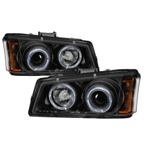 Chevy Silverado 1500/2500/3500 03-06 / Avalanche 02-06 Strålkastare Projektor LED Halo Amber Reflektor – Svarta Spyder Auto